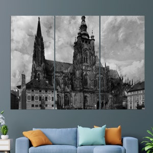 Vitus Cathedral in Prague Canvas Print, Prague Cathedral Painting, Prague Wall Art, Czech Cathedral image 3