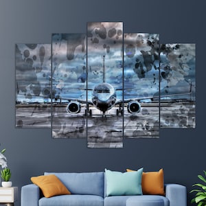 Boeing 737 Canvas Print, Pilot Gift, Boeing Painting, Aircraft Wall Art, Boeing Canvas Art