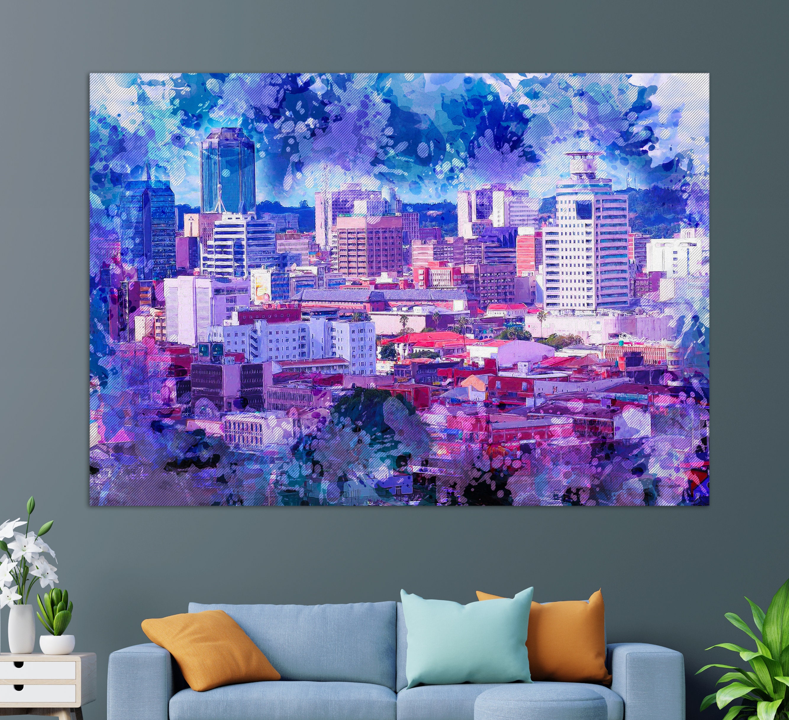 Zimbabwe Wall Art Harare Canvas Print Harare Painting Etsy