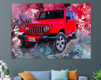 Jeep Canvas Print, Abstract Jeep Painting, Jeep Wall Art, Jeep Driver Gift