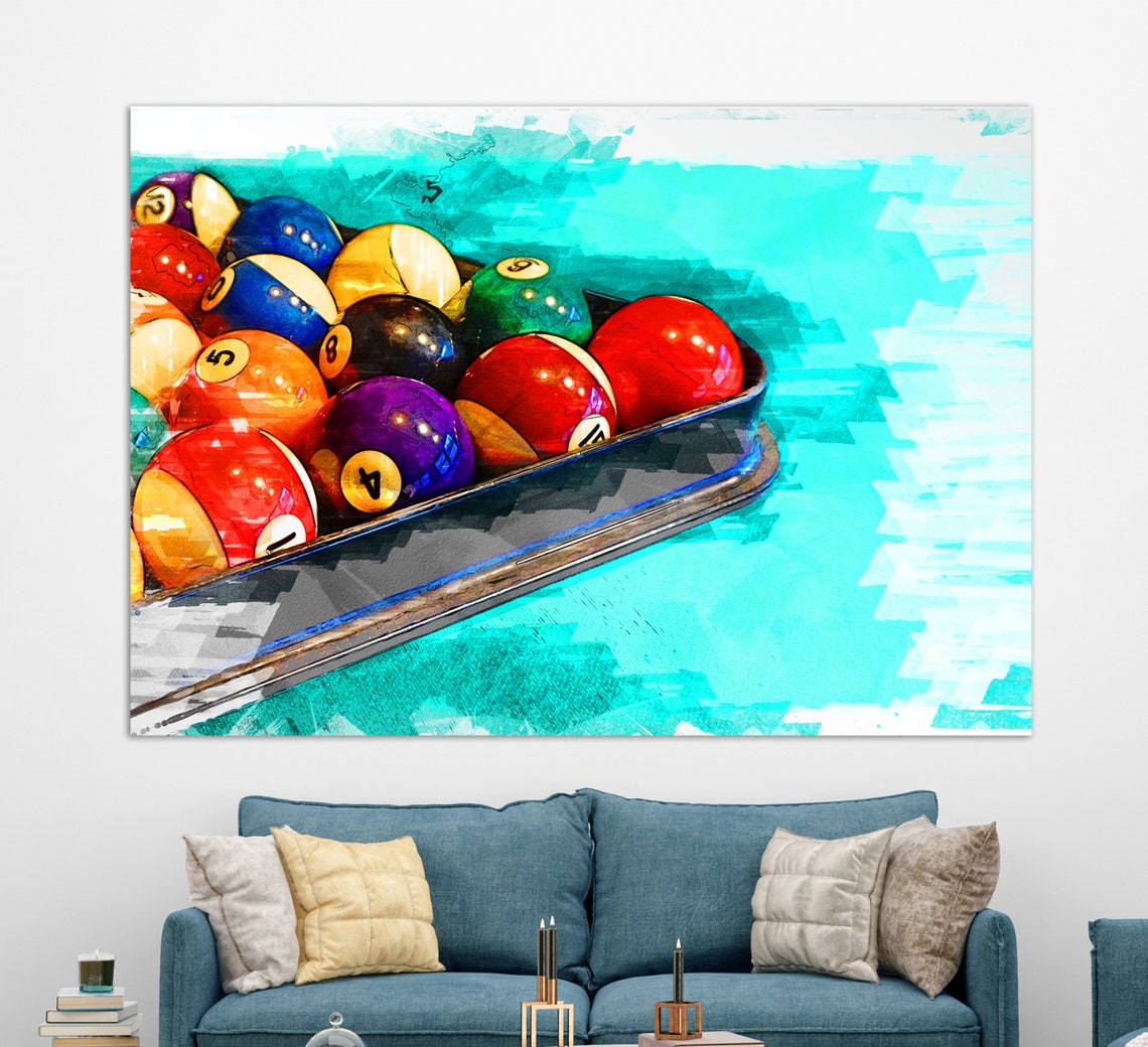 Billiards Wall Art Billiards Balls Painting Billiards Canvas Etsy