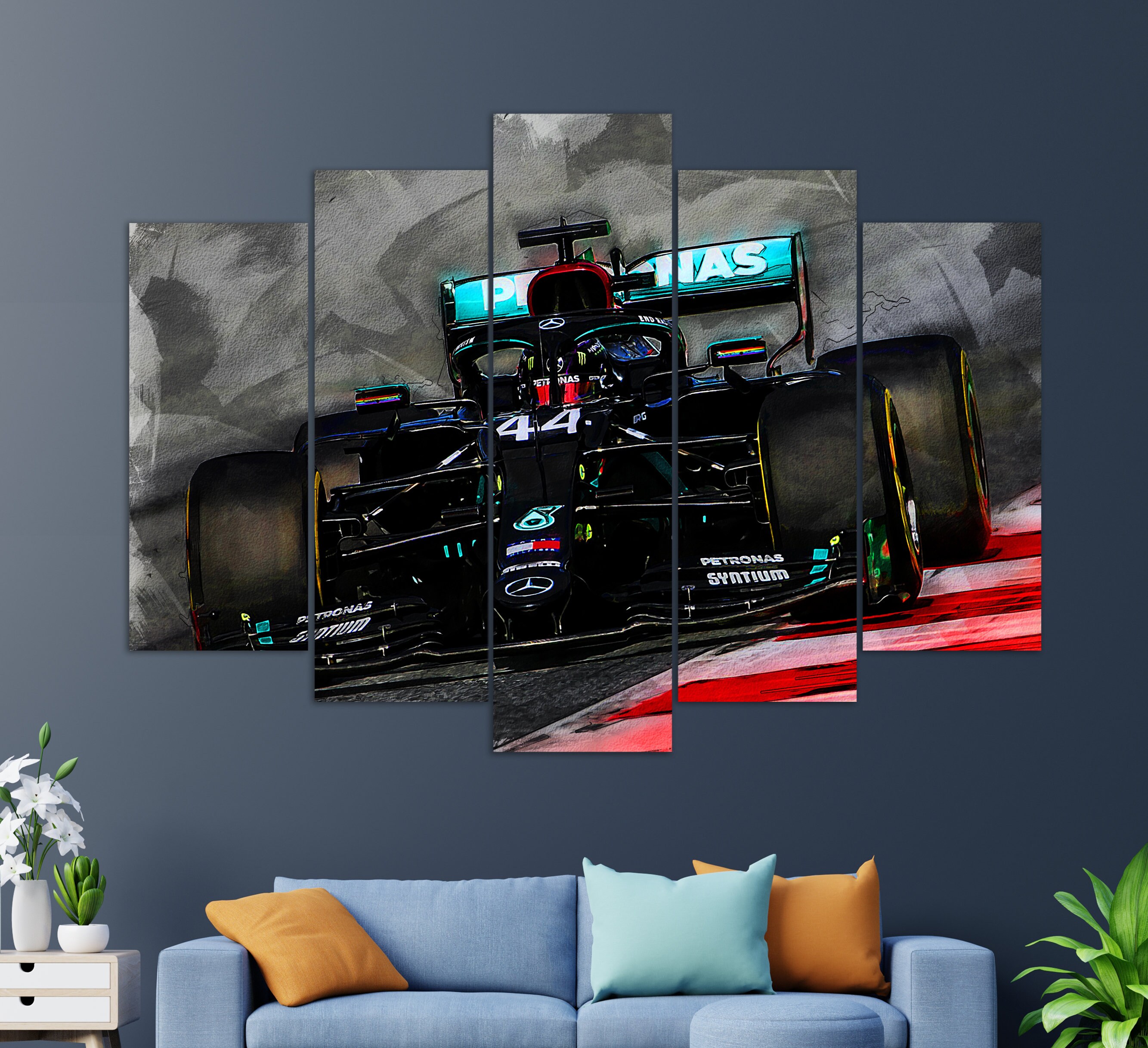 Hamilton todo negro Fórmula 1 lienzo impresión Fórmula Etsy