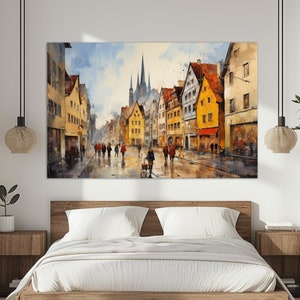 Vintage Nuremberg Painting, Abstract Nuremberg Downtown Canvas Print, Nuremberg Wall Art, Germany Canvas Art