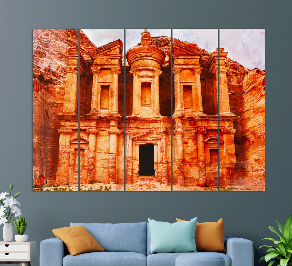Petra Canvas Print Jordan Wall Art Petra Painting Jordan Etsy