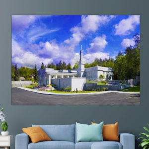 Anchorage Alaska Temple Wall Art, The Church of Jesus Christ of Latter-day Saints in Alaska Canvas Print