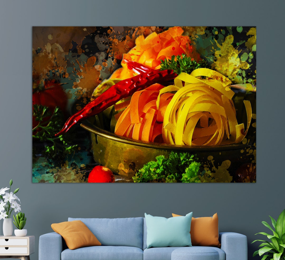 Kitchen Wall Art Noodles Canvas Print Pasta Canvas Art Food Etsy