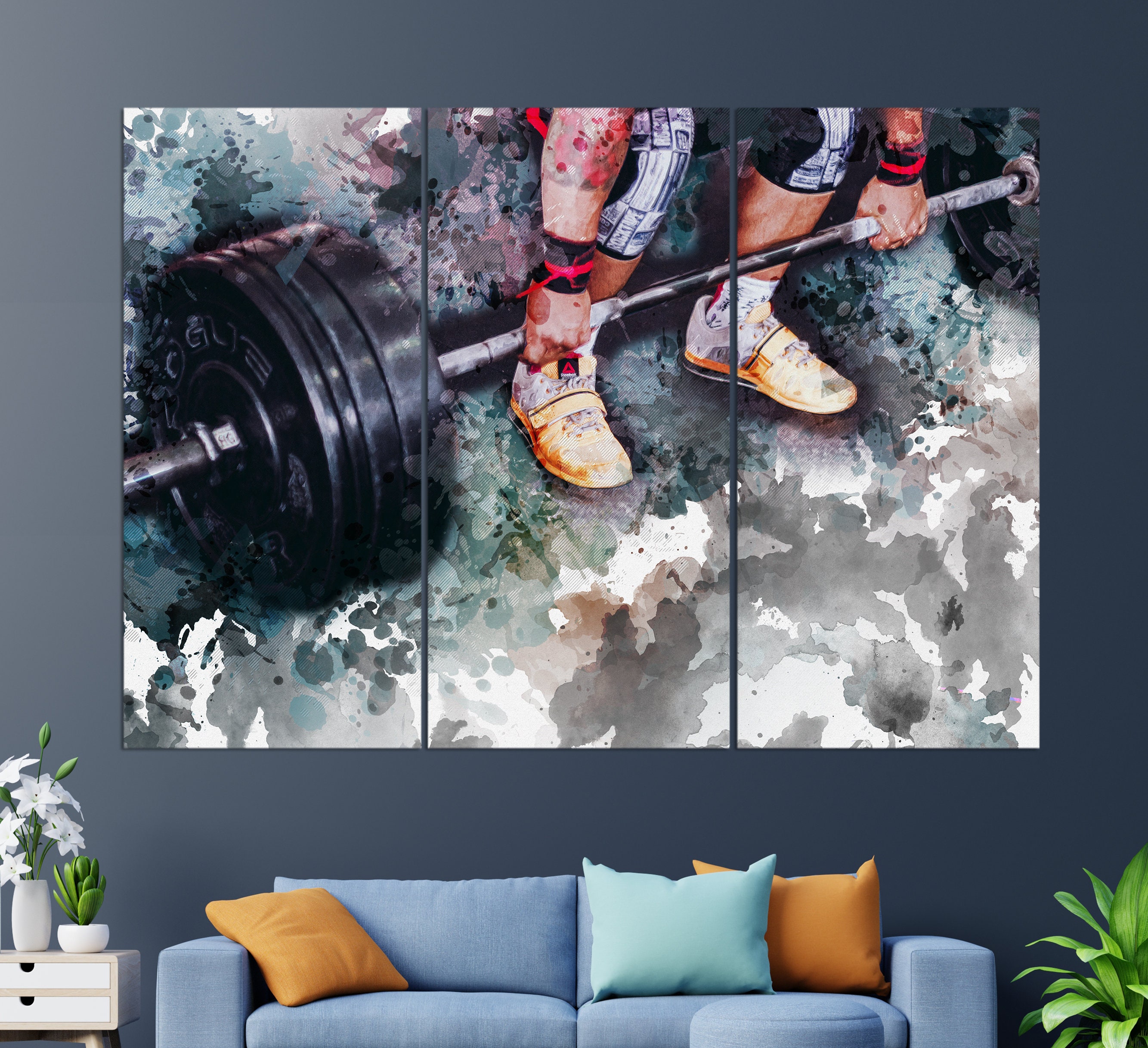 Weightlifting Wall Art Gym Wall Decor Weightlifter Gift Workout Canvas Print Fitness Painting Gym Wall Art Etsy UK