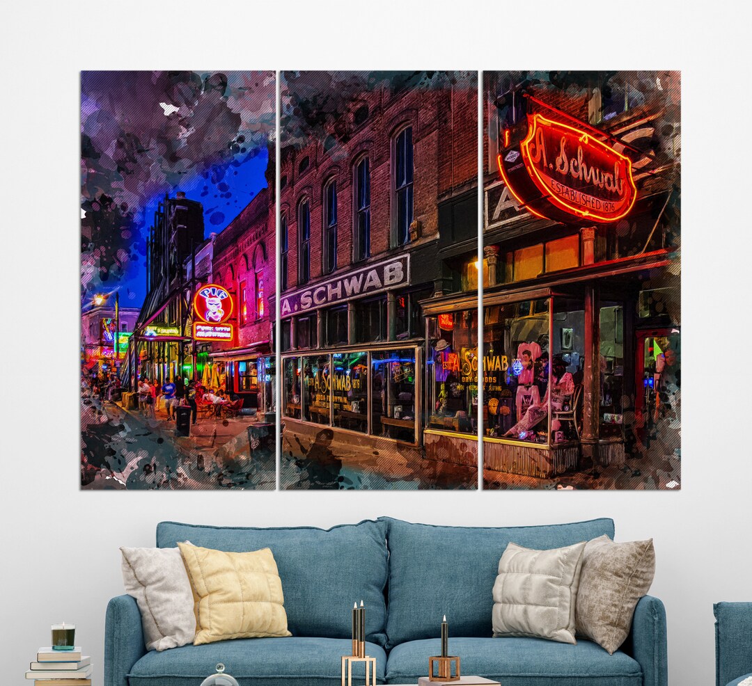 Abstract Memphis Canvas Print, Memphis Beale Street, Memphis Painting