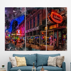 Abstract Memphis Canvas Print, Memphis Beale Street, Memphis Painting, Memphis Wall Art