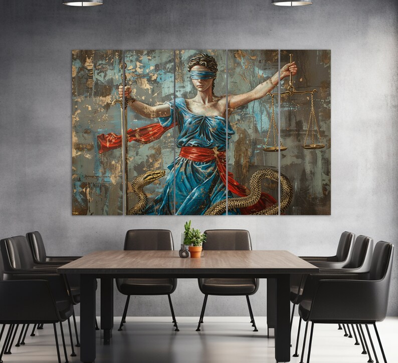Lawyer Office Wall Decor, Lady Justice Canvas Print, Law Painting ...