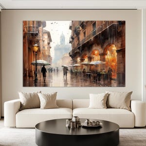 Rainy Bologna Painting, Abstract Bologna Canvas Print, Romantic Bologna Wall Art, Italy