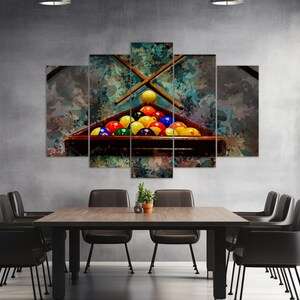 Billiards Wall Art, Billiard Painting, Billiard Canvas Print, Billiard Wall Decor, Billiard Room Decor image 5