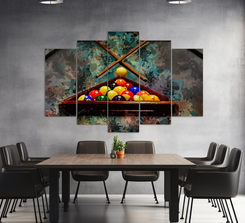 Billiards Wall Art, Billiard Painting, Billiard Canvas Print, Billiard Wall Decor, Billiard Room Decor zdjęcie 5