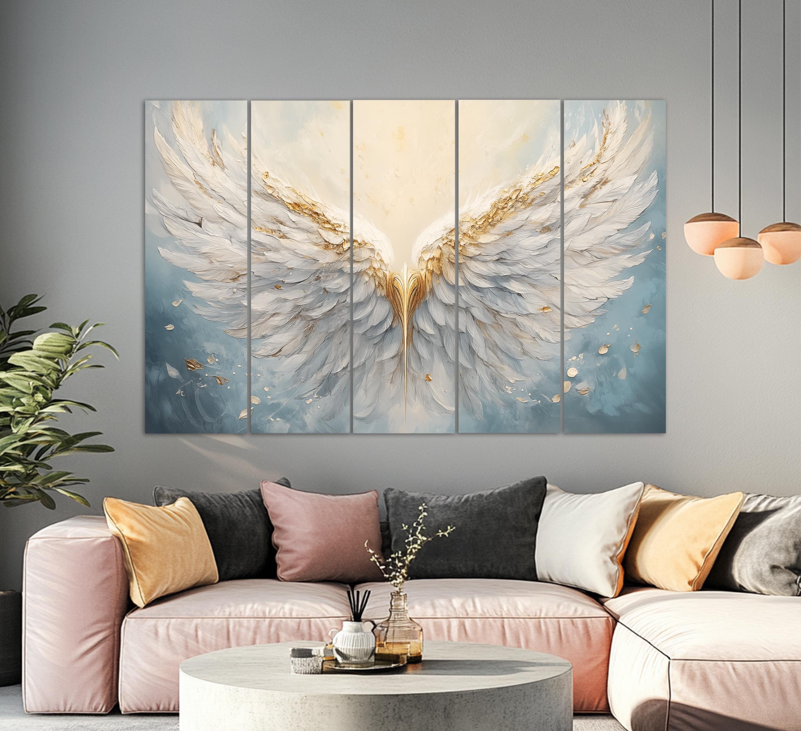 Abstract Eangels Abstract Angel Wings Canvas Print, White Angel Wings Painting ...