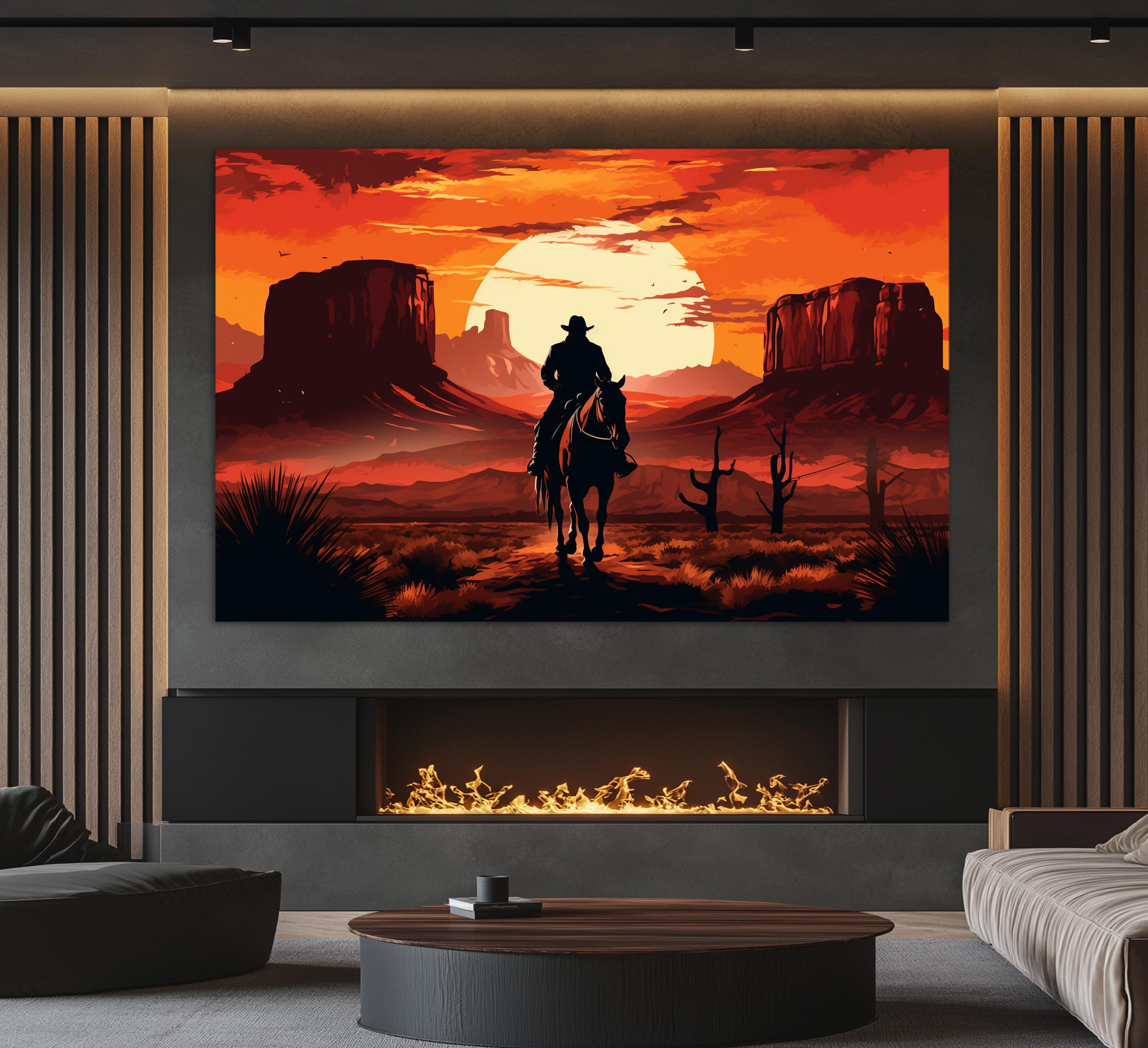 Affiche Décorative Cowboy Sur Cheval Sauvage - Art Mural Vintage - Plusieurs Tailles (8x10" à 24x36")