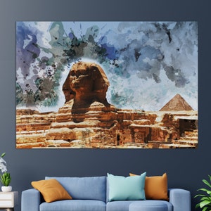 Gran Esfinge de Giza impresión de lienzo abstracto, estatua de la esfinge en Egipto arte de la pared