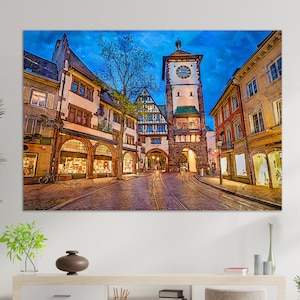 Freiburg im Breisgau Canvas Print, Freiburg Painting, Freiburg Wall Art, Germany Canvas Art