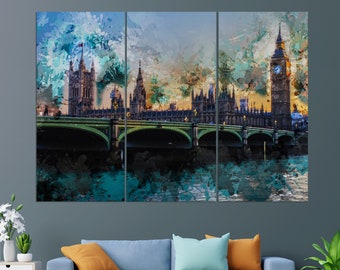 Stampa su tela di Londra, dipinto di Londra, arte murale di Londra