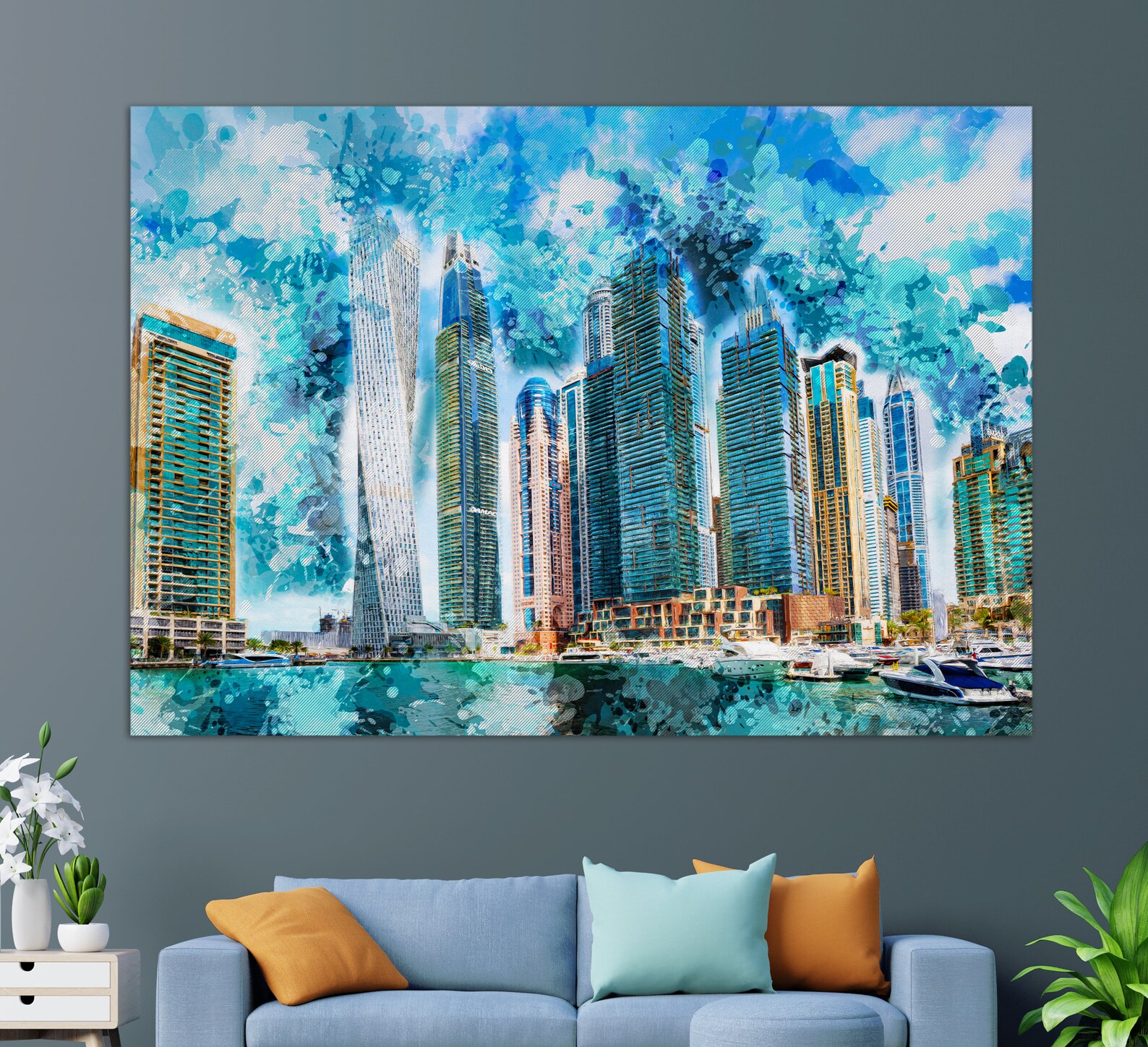 Dubai Wall Art Dubai Canvas Print Abstract Dubai Painting Etsy