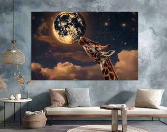 Abstract Giraffe Canvas Print, Giraffe Painting, Giraffes Wall Art, Kids Room Decor, Nursery Wall Art, Giraffe Poster