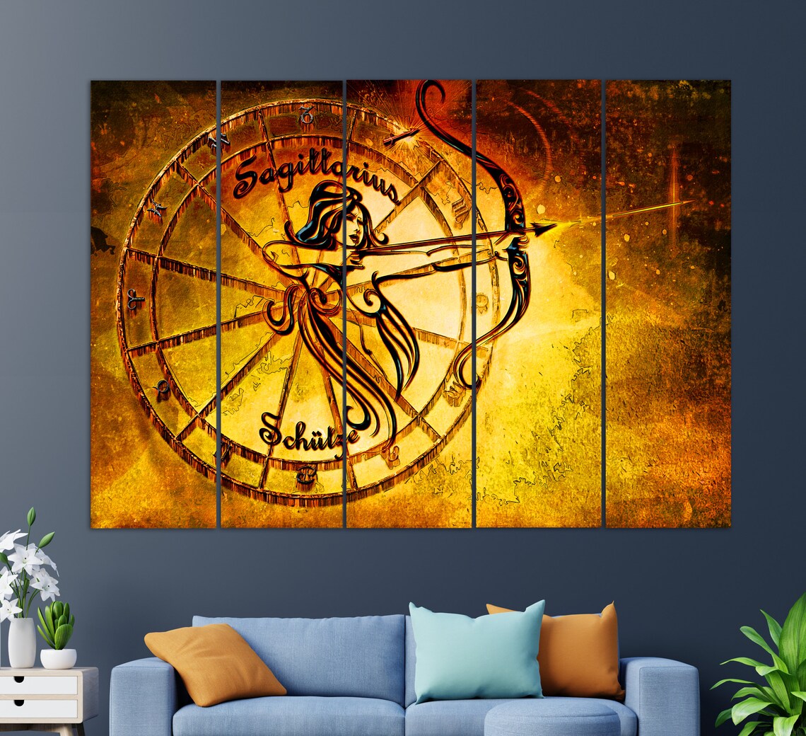 Sagittarius Sign Canvas Print Zodiac Wall Art Astrology Wall Etsy
