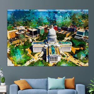 Madison Wall Art, Abstract Madison Canvas Print, Madison Skyline, Madison Painting