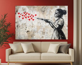 Nurse Canvas Print in Banksy Graffiti Style, Nurse Graffiti Print, Nurse Room Decor, Nurse Gift, Hospital Wall Decor, Abstract Nurse Poster