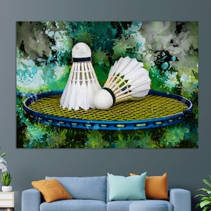 Badminton Wall Art, Abstract Badminton Canvas Print, Badminton Painting, Badminton Gift