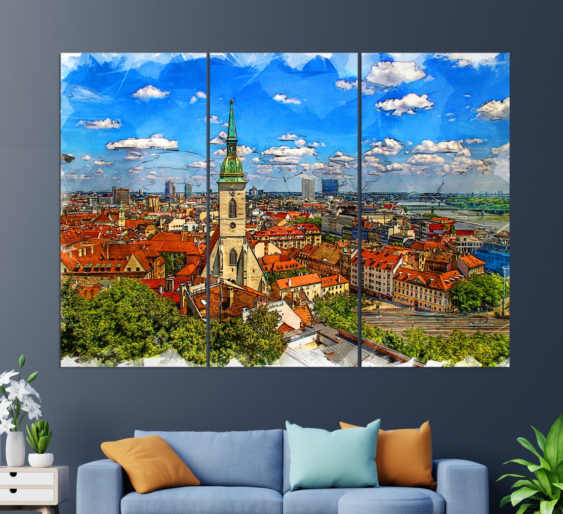 Bratislava Skyline Bratislava Canvas Print Bratislava Etsy