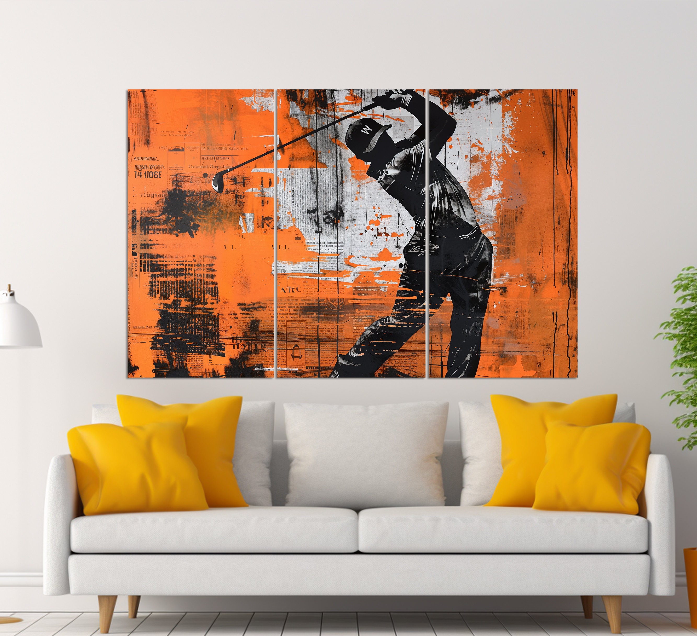 Abstract Golf Canvas Print, Golf Wall Art, Golf Painting, Golf Player ...