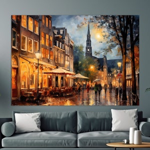 Vintage Utrecht Canvas Print, Utrecht Painting, Utrecht Wall Art, Netherlands Canvas Art