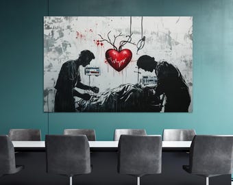 Resuscitation Canvas Print in Banksy Graffiti Style, Intensive Care Unit Graffiti Print, Hospital Poster, Resuscitator Gift, Hospital Decor