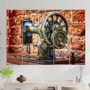 Vintage Sewing Machine Canvas Print, Sewing Wall Art, Seamstress Gift, Tailor Gift, Antique Sewing Machine Print image 4
