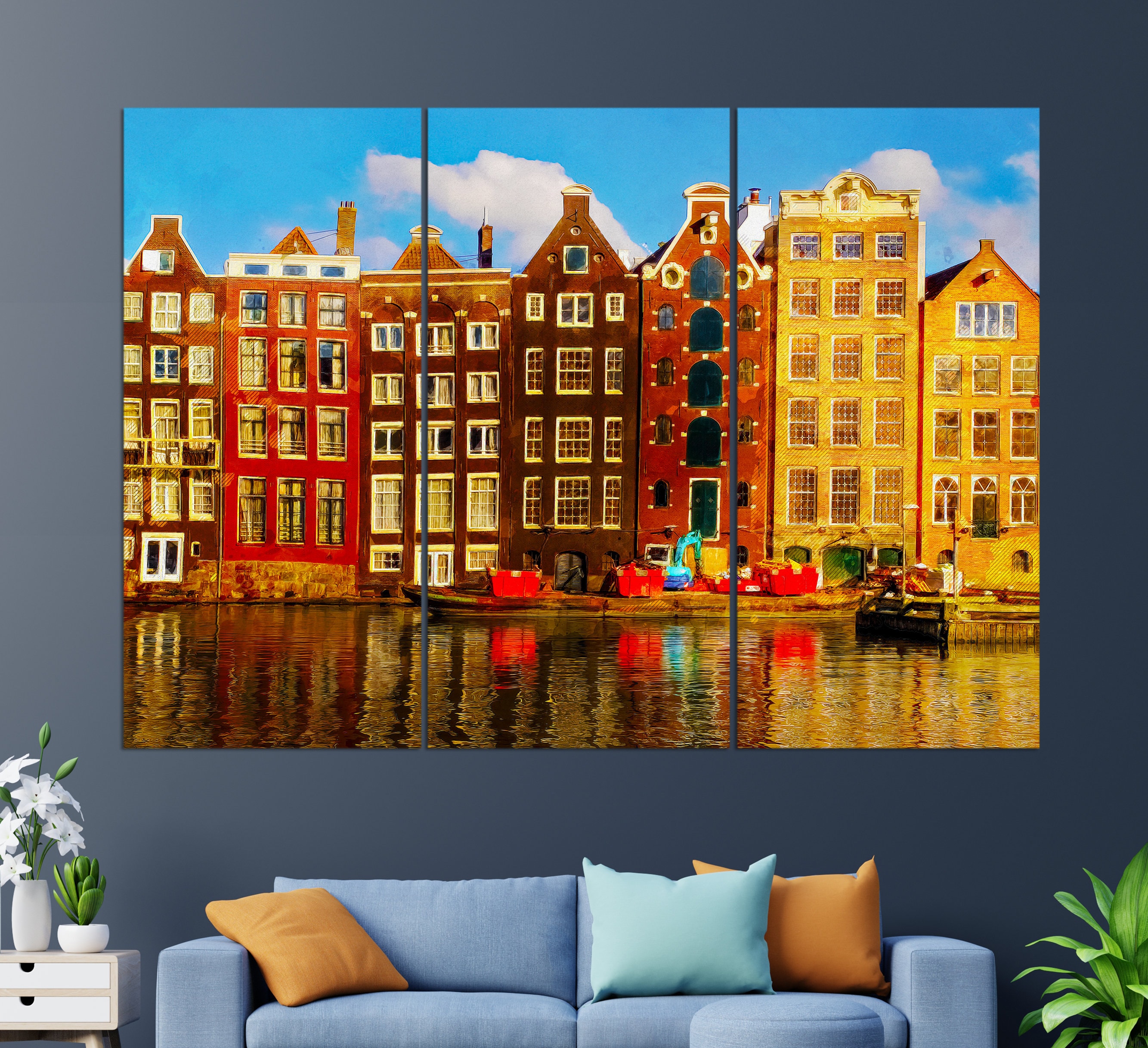 Amsterdam Wall Art Amsterdam Houses Canvas Print Amsterdam Etsy