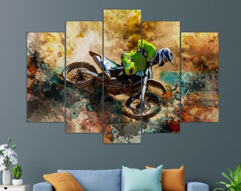 Dirt Bike Canvas Print, Motocross Wall Art, Biker Gift, Extreme Sports Canvas Art