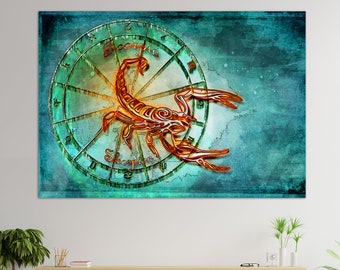 Escorpio Signo Lienzo Impresión, Zodiac Wall Art, Astrología Arte mural, Regalo de Escorpio, Zodiac Decoración de pared, Zodiac Canvas Art