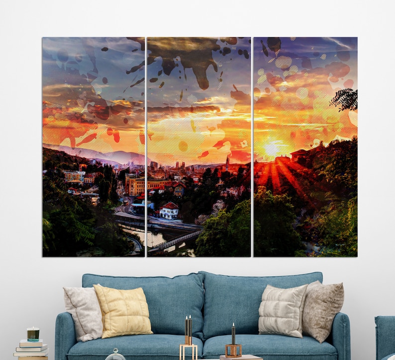 Sarajevo Canvas Print Sarajevo Skyline Sarajevo Wall Art Etsy