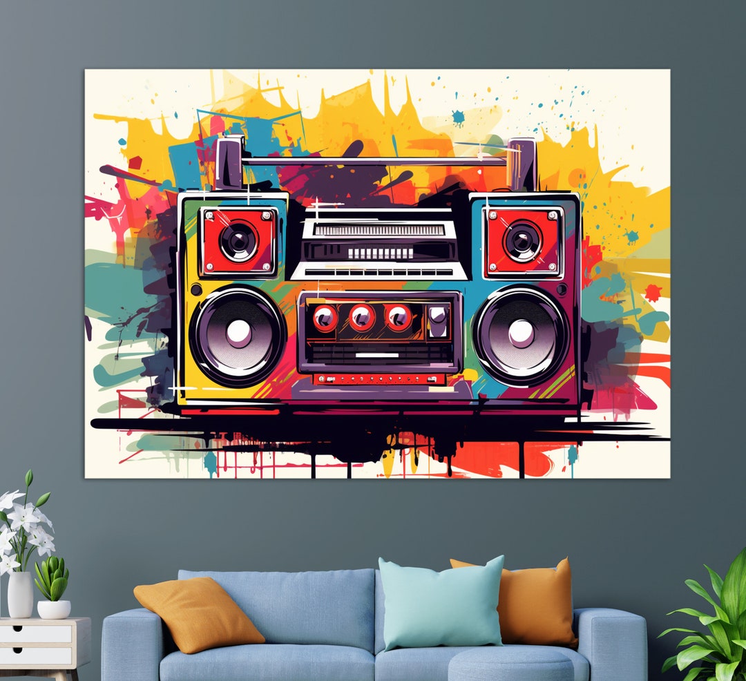 Retro Boombox Canvas Print, Audio Cassette Player Print Canvas Print