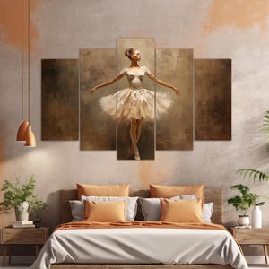 Ballerina Sepia Painting, Ballet Canvas Print, Abstract Ballet Wall Art, Ballerina Gift, Ballerinas Print