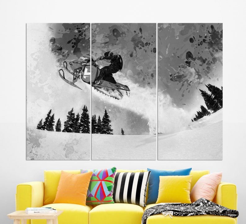 Snowmobiles Wall Art, Ski Doo Canvas Print, Snowmobile Painting, Snowmobile Instructor Gift image 4