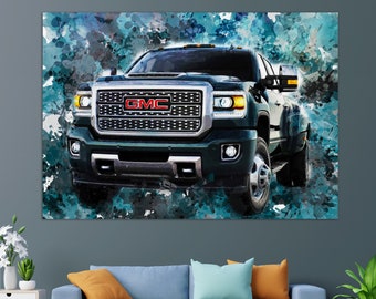 GMC Sierra Canvas Print, GMC Sierra Painting, Abstract Trucks Wall Art, GMC Truck Fan Gift