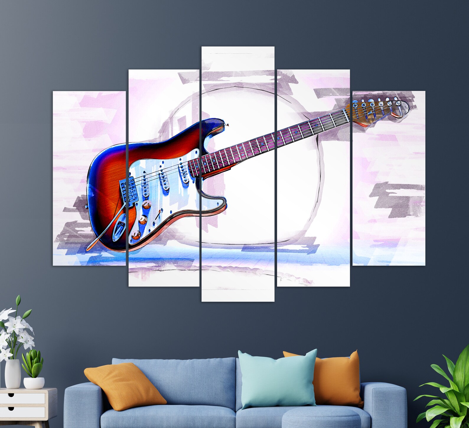 Abstract Guitar Wall Art Guitar Canvas Print Guitar Etsy