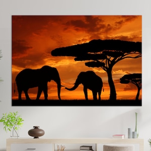 Kenya Wall Art, Kilimanjaro Safari Canvas Print, Safari Painting, Kenya Canvas Art