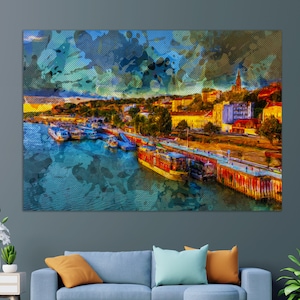 Abstract Belgrade Canvas Print, Belgrade Painting, Belgrade Wall Art, Serbia Canvas Art