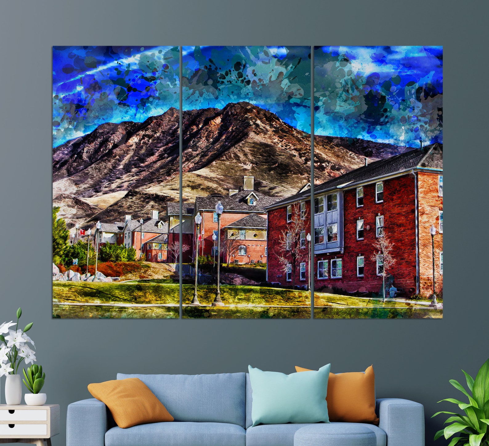 Salt Lake City Canvas Print Salt Lake City Painting Salt Etsy