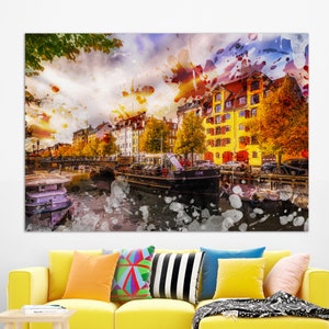 Copenhagen Wall Art, Christianshavn, Copenhagen Canvas Print, Copenhagen Painting, Denmark Wall Art