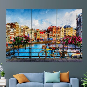 Amsterdam Canvas Print, Amsterdam Painting, Amsterdam Wall Art, Netherlands Wall Art