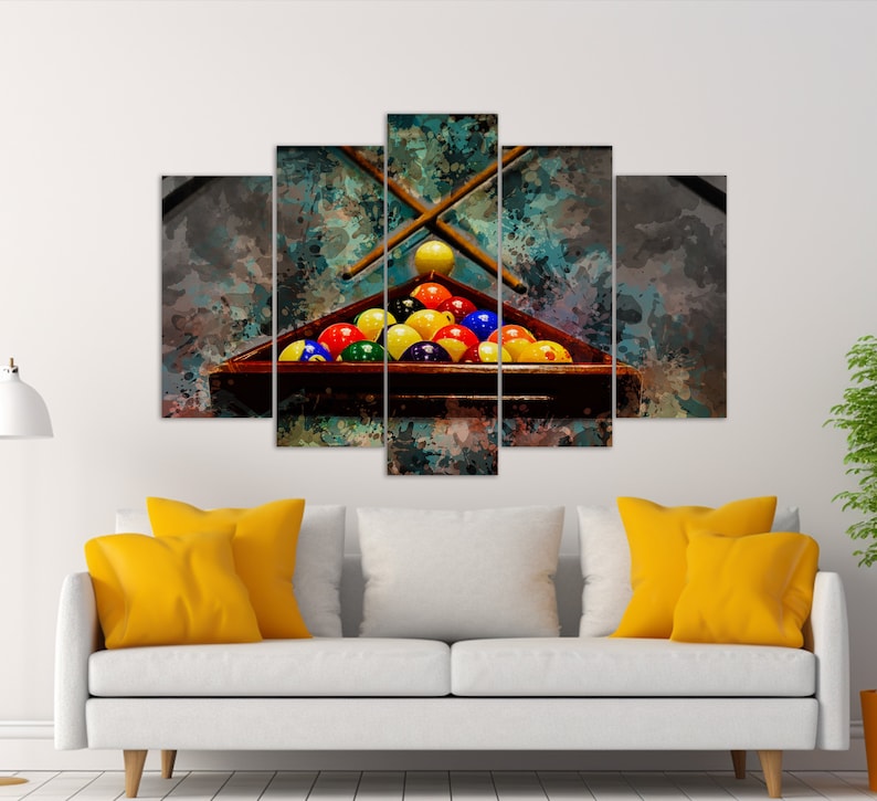 Billiards Wall Art, Billiard Painting, Billiard Canvas Print, Billiard Wall Decor, Billiard Room Decor zdjęcie 7