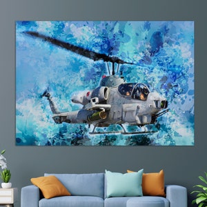 Bell AH-1 SuperCobra Attack Helicopter Canvas Print, Military Helicopter Wall Art, Aircrafts Wall Art, Pilot Gift