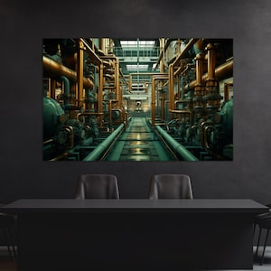 Industrial Wall Decor, Engineer Gift, Technological Wall Art, Factory Canvas Print, Industrial Plant, Industrial Painting Print